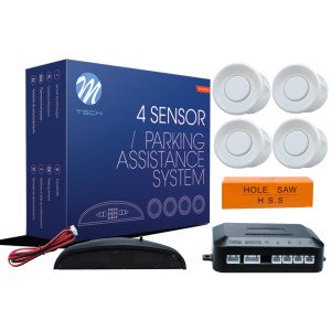 M-TECH CP14W/MT ΣΥΣΤΗΜΑ ΠΑΡΚΑΡΙΣΜΑΤΟΣ 9-15 V ΜΕ 4 ΑΙΣΘΗΤΗΡΕΣ (ΛΕΥΚΟ) 18mm & ΟΘΟΝΗ