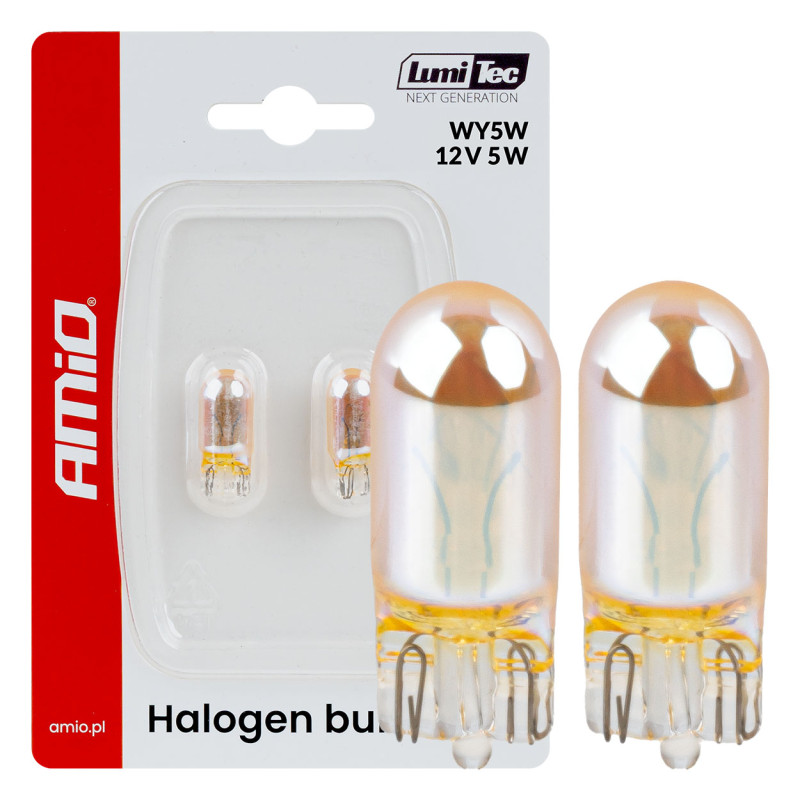 AMIO 04626/AM Λάμπες Αλογόνου WY5W W2.1x9.5d Καρφωτές 12V 5W Πορτοκαλί Lumitec για Φλας & Καθαρή Σήμανση – Σετ 2 Τεμ.
