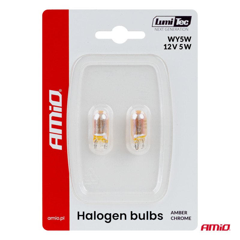 AMIO 04626/AM Λάμπες Αλογόνου WY5W W2.1x9.5d Καρφωτές 12V 5W Πορτοκαλί Lumitec για Φλας & Καθαρή Σήμανση – Σετ 2 Τεμ.