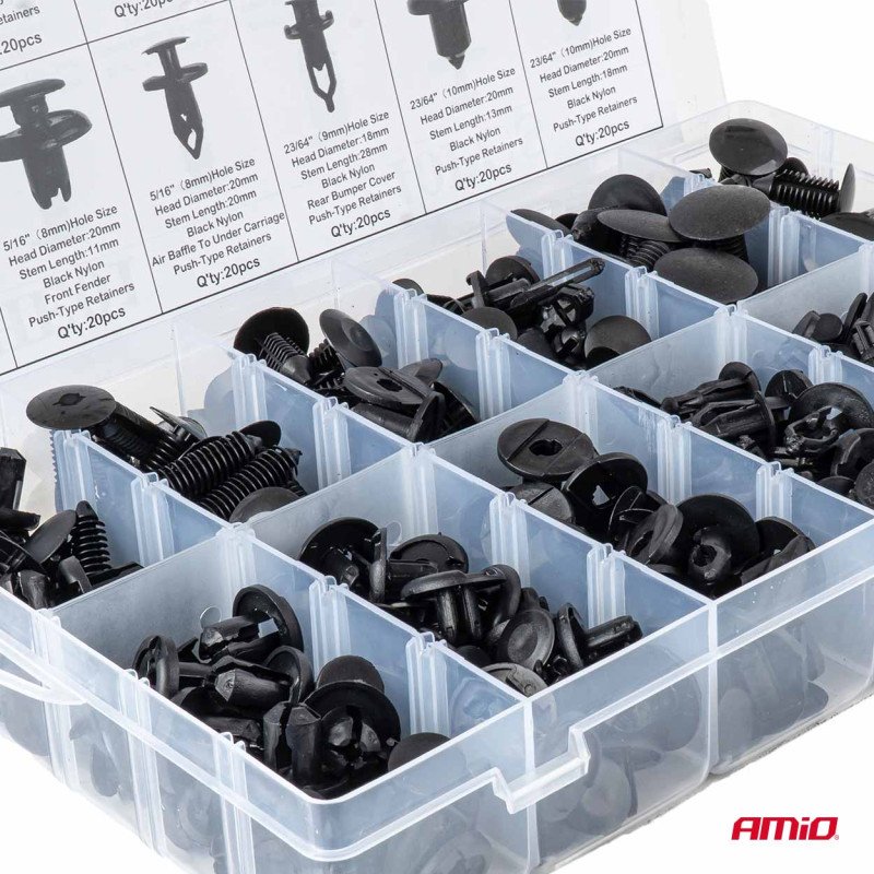 AMIO 04737/AM Κλιπς Ταπετσαρίας Αυτοκινήτου Σετ 240 Τεμ. για Σταθερή Τοποθέτηση & Πλήρη Επισκευή Πλαστικών – 1 Σετ