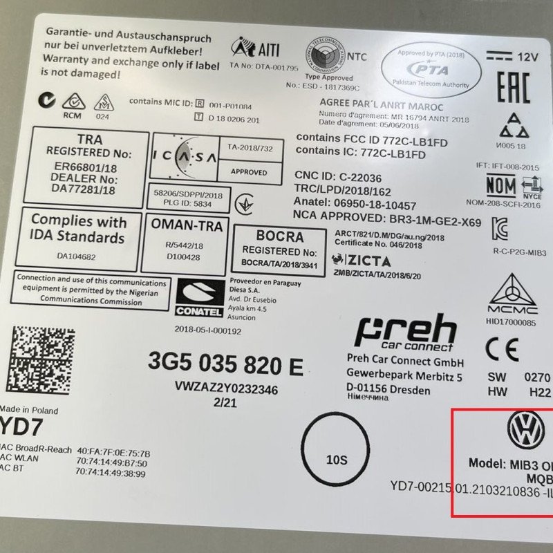 CARAUDIO SYSTEMS D-CS-RL-MIB3-2 VW MIB3 Εμπρός και Πίσω Camera Interface