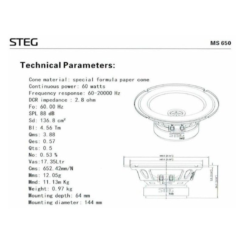 STEG H-GT-MS650 MS650 Ηχεία 16,5cm Δύο Δρόμων Ομοαξονικά