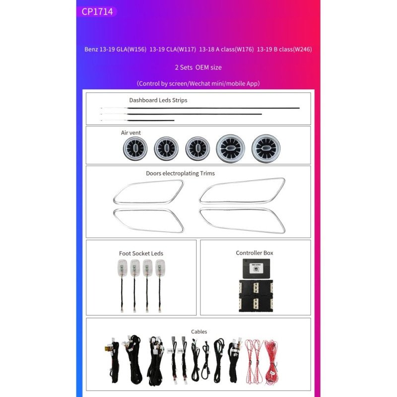BIZZAR L-AL-CP0350 Ατμοσφαιρικός Φωτισμός Audi A3 (8V) 2013-2018 OEM Ambient Light Full Kit