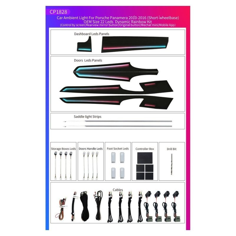 BIZZAR L-AL-CP1828 Ατμοσφαιρικός Φωτισμός Porsche Panamera (970) 2010-2016 OEM Ambient Light Full Kit