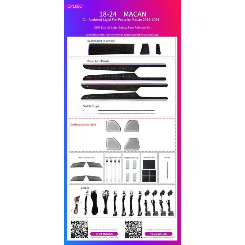 BIZZAR L-AL-CP1600 Ατμοσφαιρικός Φωτισμός Porsche Macan 2018-2024 Ambient Light Kit OEM 1:1