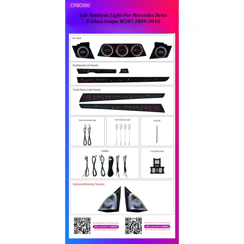 BIZZAR L-AL-CPBC006 Ατμοσφαιρικός Φωτισμός Mercedes E Class Coupe (W207) Ambient Light Kit OEM 1:1