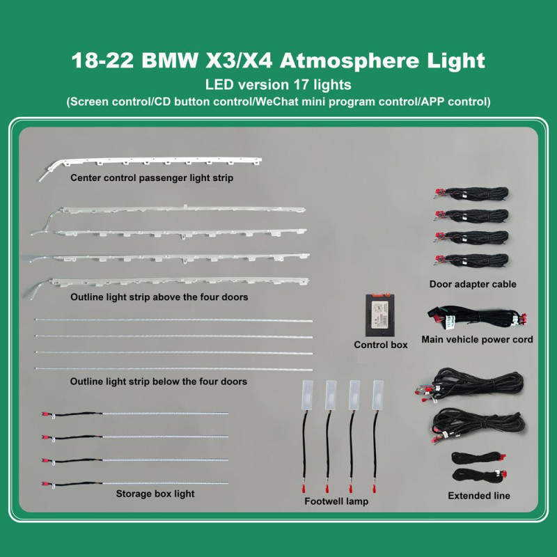 DIGITAL IQ DIQ AMBIENT BMW X3-X4 (G01) mod. 2018> (Digital iQ Ambient Light for BMW X3 - X4 mod. 2018> with 17 Lights, 11 Colours)