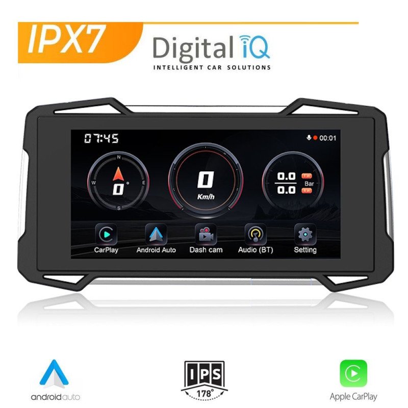 DIGITAL IQ PNA 7200_CPA (7.25inc) MOTORCYCLE CARPLAY-ANDROID AUTO (with TPMS - 2 DVR CAMERAS)