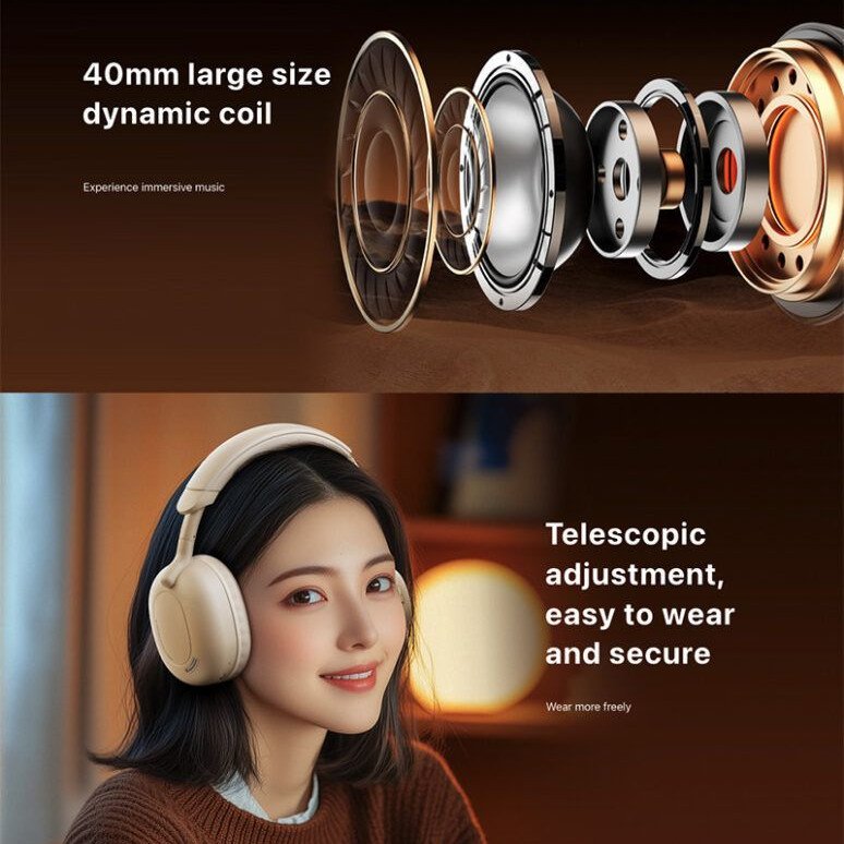 REMAX RB-560 HB (BEIGE) WIRELESS HEADPHONES