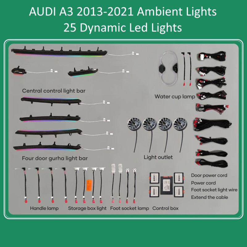 DIGITAL IQ DIQ AMBIENT AUDI A3 (8V) DYN Dragon Scale Style (Digital iQ Dynamic Ambient Light Audi A3 mod. 2013-2021, 25 Lights with Airvent)
