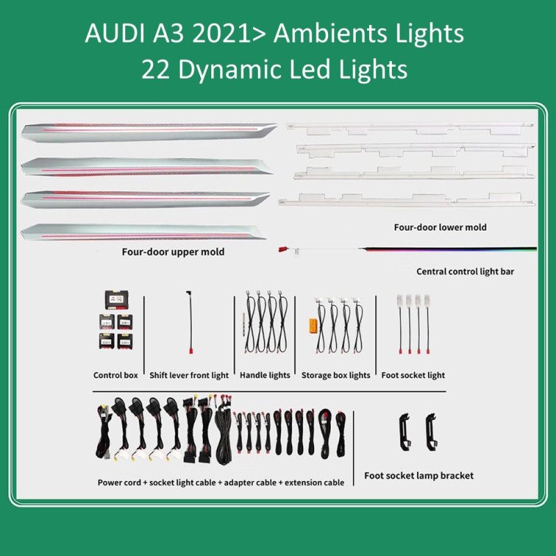 DIGITAL IQ DIQ AMBIENT AUDI A3 (8Y) DYN mod. 2021-2025 (Digital iQ Ambient Light for Audi A3 (8Y) mod. 2021-2025 with 22 Lights)