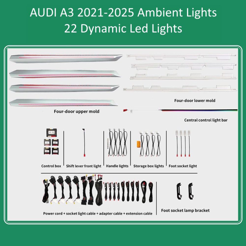 DIGITAL IQ DIQ AMBIENT AUDI A3 (8Y) DYN mod. 2021-2025 (Digital iQ Ambient Light for Audi A3 (8Y) mod. 2021-2025 with 22 Lights)