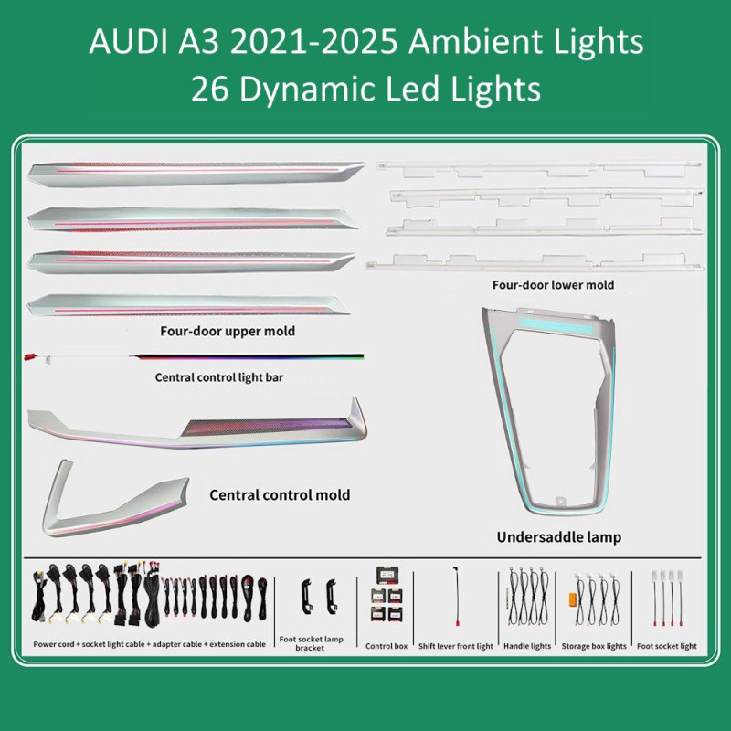 DIGITAL IQ DIQ AMBIENT AUDI A3 (8Y) DYN FK mod. 2021-2025 (Digital iQ Ambient Light for Audi A3 (8Y) mod. 2021-2025 with 26 Lights - FULLKIT)