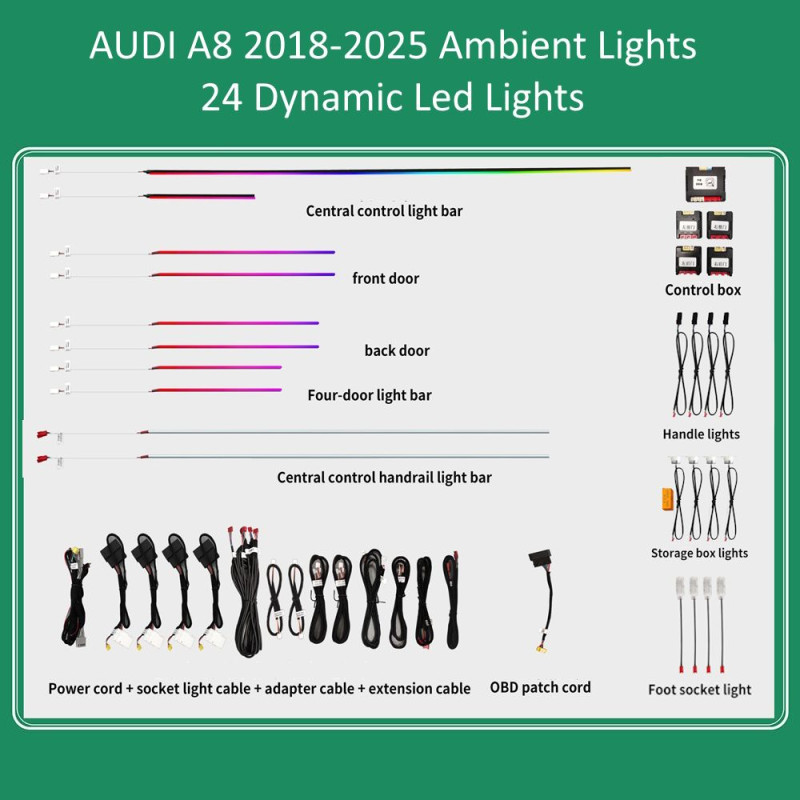 DIGITAL IQ DIQ AMBIENT AUDI A8 (4N) DYN (Digital iQ Ambient Light for Audi A8 mod. 2018-2025 with 24 Dynamic Lights)