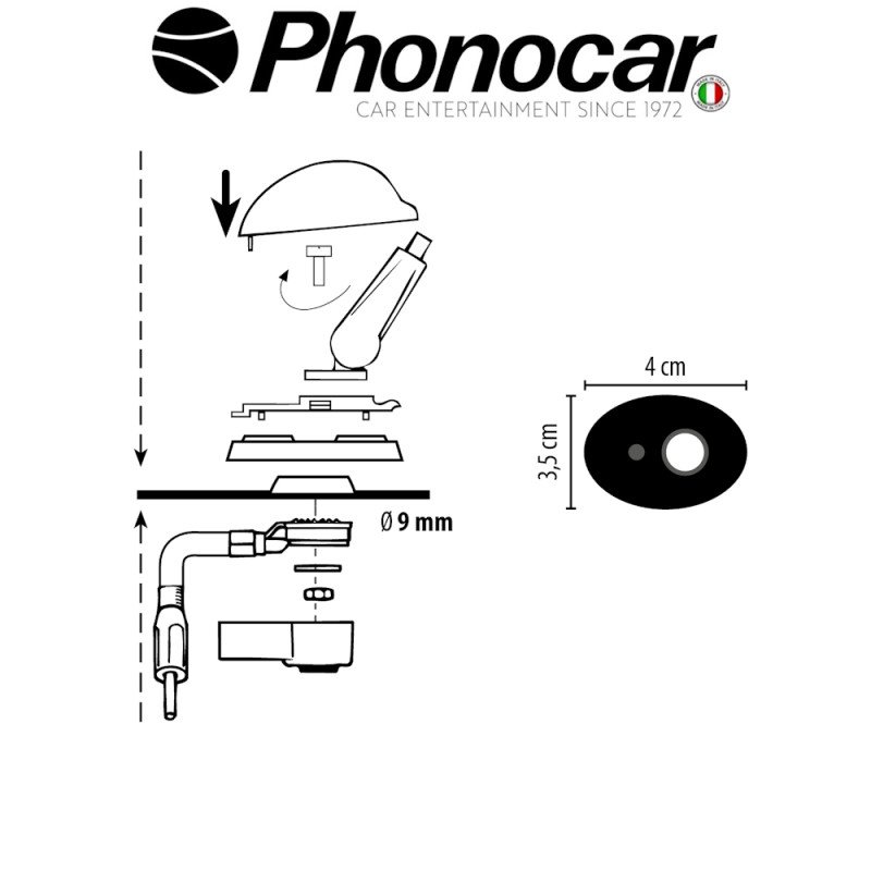 PHONOCAR 08.088 Κεραια Ραδ-Νου Για Οροφη Μπρος Μερος