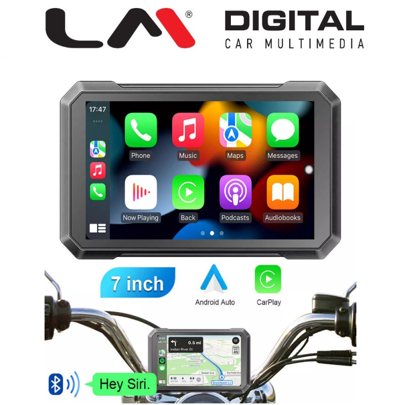 LM DIGITAL MR CPAA4 7 Inch Monitor Για Μοτοσυκλετες Ipx7 (Αδιαβροχο) Με Car Play & Android