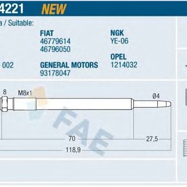 FAE E 74221 FAE Προθερμαντηρας Καυσιμου Diesel