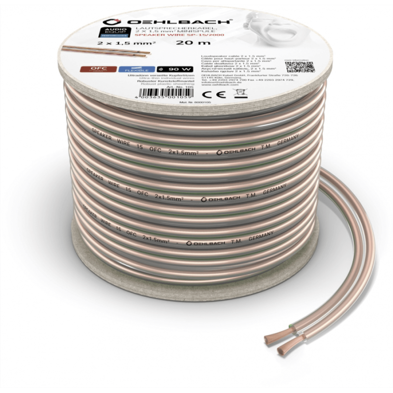 Oehlbach Speaker Wire SP-15 Καλώδιο Ηχείων 2 x 1,5 mm² 20m (Τεμάχιο)