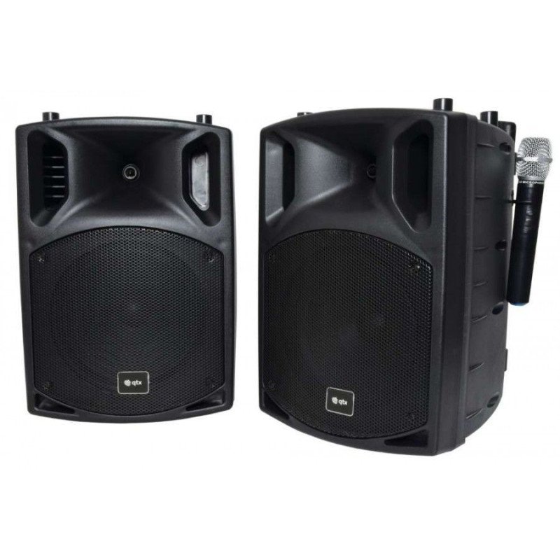 Qtx PAV10 Φορητό PA 10'' Σετ με Επαγγελματικά UHF, Bluetooth και DVD (Σετ)