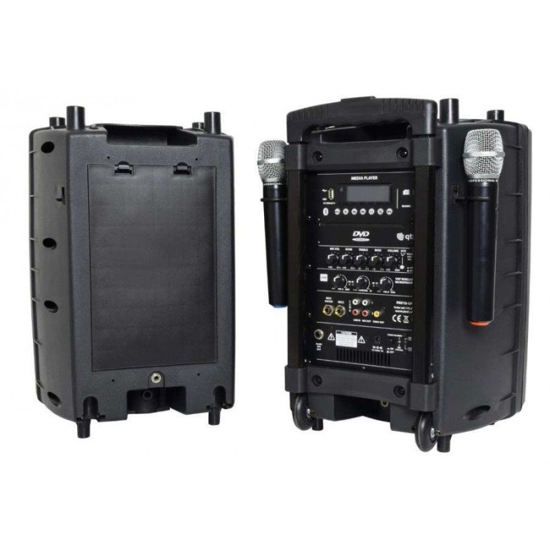 Qtx PAV10 Φορητό PA 10'' Σετ με Επαγγελματικά UHF, Bluetooth και DVD (Σετ)
