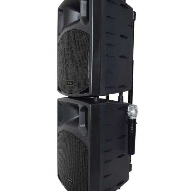 Qtx PAV10 Φορητό PA 10'' Σετ με Επαγγελματικά UHF, Bluetooth και DVD (Σετ)