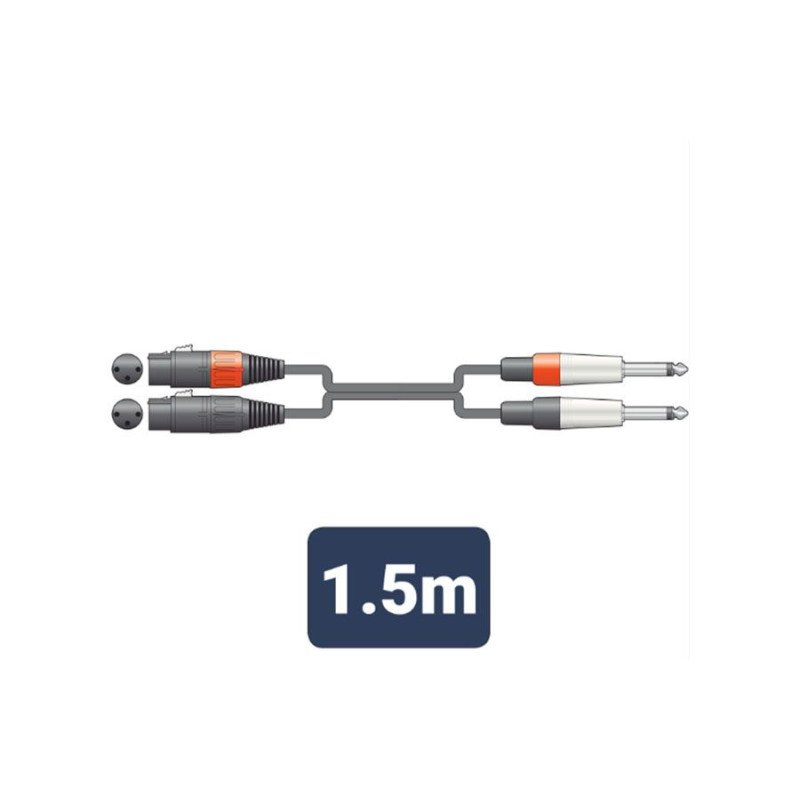 26J-2XF150 Καλώδιο Ήχου 2 x XLR Female - 2 x 6.3mm Mono Jack Plugs 1.5m (Τεμάχιο)