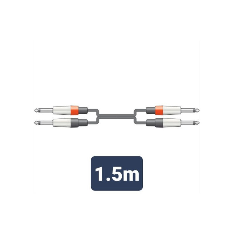 2M6J-J150 Καλώδιο Ήχου 2 x 6.3mm Mono Jack Plugs - 2 x 6.3mm Mono Jack Plugs 1m (Τεμάχιο)