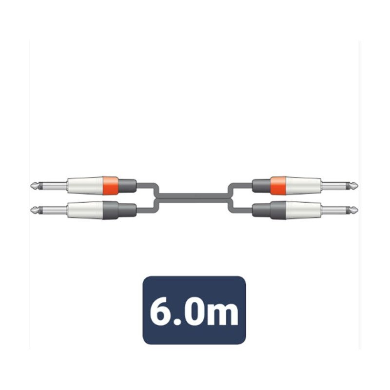 2M6J-J600 Καλώδιο Ήχου 2 x 6.3mm Mono Jack Plugs - 2 x 6.3mm Mono Jack Plugs 6m (Τεμάχιο)
