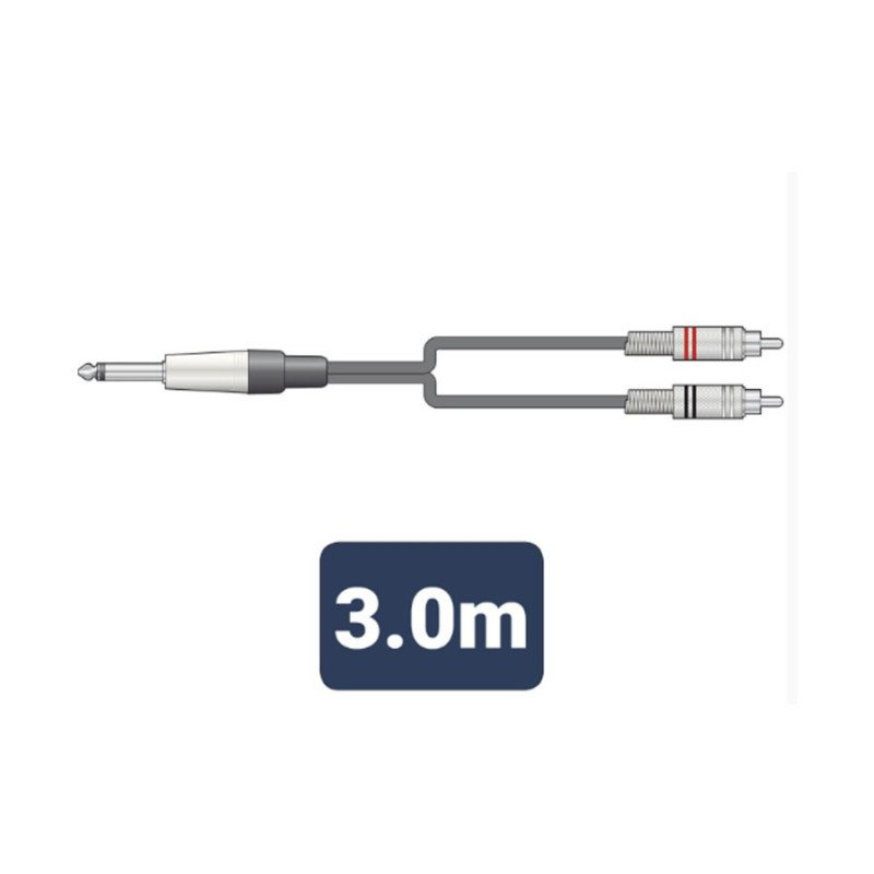 M6J-2R300 Καλώδιο Ήχου 6.3mm Mono Jack Plug - 2 x  RCA Plugs 3m (Τεμάχιο)
