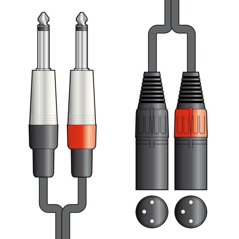 26J-2XM075 Καλώδιο Ήχου 2 x XLR Male - 2 x 6.3mm Mono Jack 0.75m (Τεμάχιο)