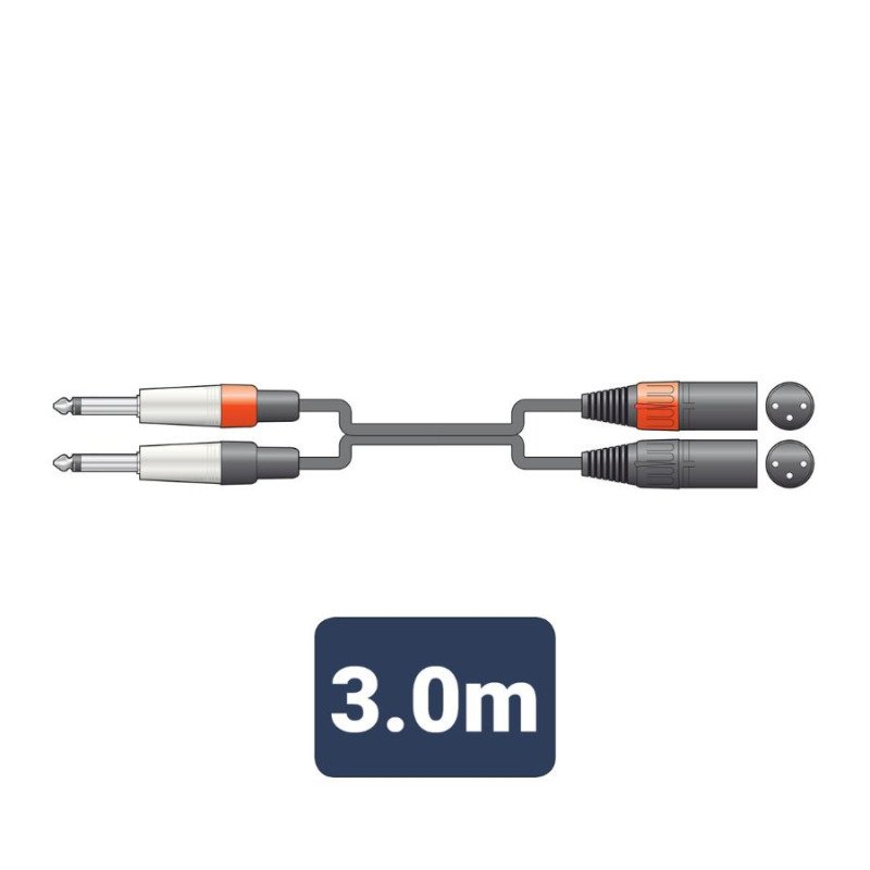 26J-2XM300 Καλώδιο Ήχου 2 x 6.3mm Mono Jack Plugs - 2 x XLR Male 3m (Τεμάχιο)