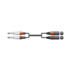 26J-2XM075 Καλώδιο Ήχου 2 x XLR Male - 2 x 6.3mm Mono Jack 0.75m (Τεμάχιο)