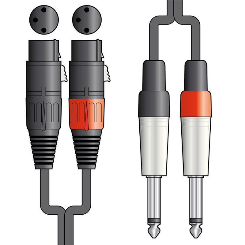 26J-2XF300 Καλώδιο Ήχου 2 x XLR Female - 2 x 6.3mm Mono Jack Plugs 3m (Τεμάχιο)