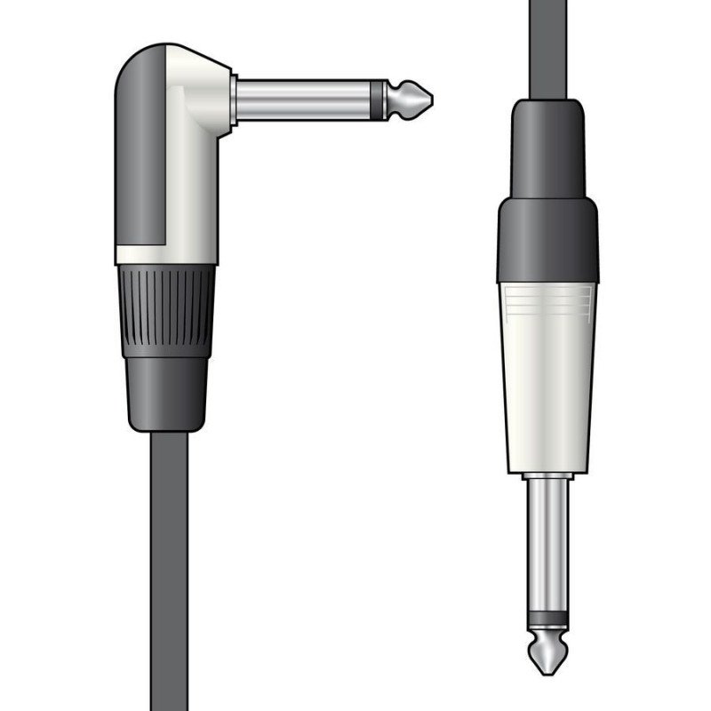 Qtx 190.146UK Καλώδιο Κιθάρας 6.3mm Mono Jack σε Ορθή Γωνία - 6.3mm Mono Jack 6m (Τεμάχιο)