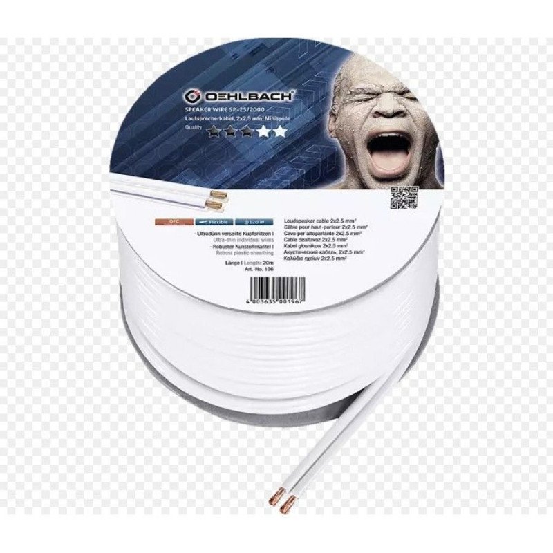 Oehlbach Speaker Wire SP-25 Καλώδιο Ηχείων 2 x 2.5 mm² 30m White (Τεμάχιο)