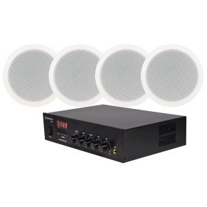 Adastra Smart Pack Small Πακέτο με Ενισχυτή 100V DM25 και 4 Ηχεία Οροφής AC6V Λευκά (Σετ)