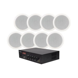 Adastra Smart Pack Medium Πακέτο με Ενισχυτή 100V DM40 και 8 Ηχεία Οροφής AC6V Λευκά (Σετ)