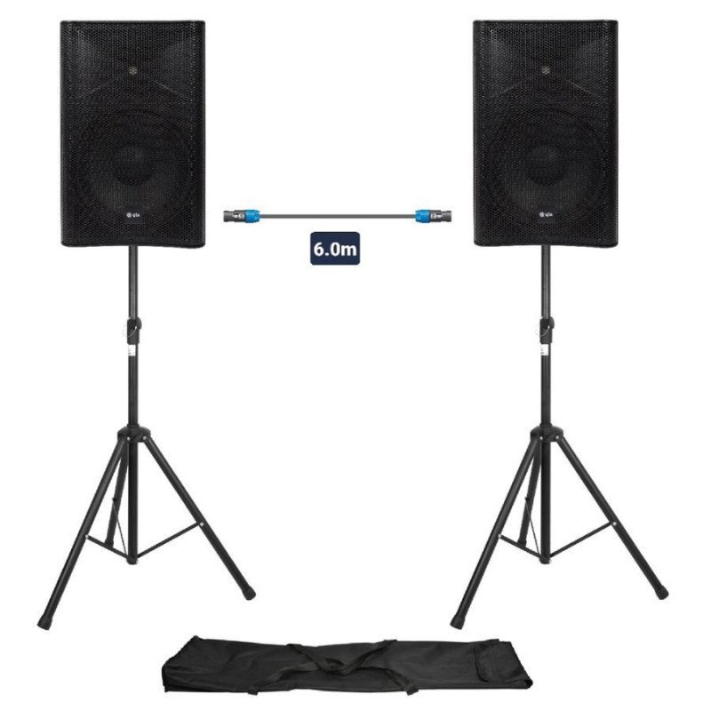 Qtx QUEST-12-SET Ολοκληρωμένο Σύστημα PA 12'' με Βάσεις και Καλώδιο (Σετ)