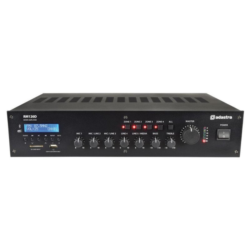 Adastra RM120D Μίκτης-ενισχυτής 100V 5 Καναλιών 120W με DAB+, BT, USB/SD