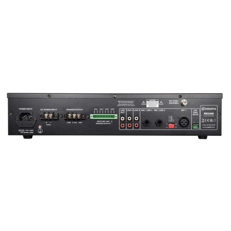 Adastra RM240D Μίκτης-ενισχυτής 100V 5 Καναλιών 240W με DAB+, BT, USB/SD