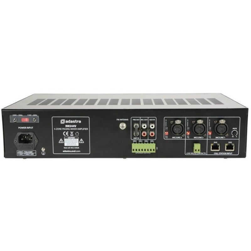 Adastra RM244V 100V Ενισχυτής - Μίκτης 4 Ζωνών / 5 Εισόδων 240W RMS (Τεμάχιο)