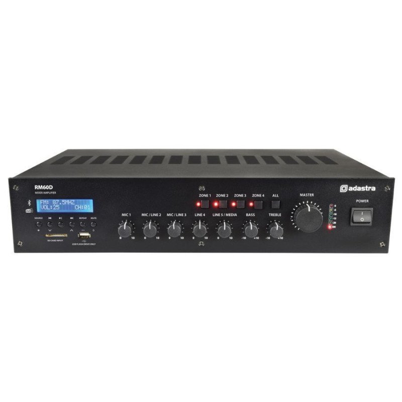 Adastra RM60D Μίκτης-ενισχυτής 100V 5 Καναλιών με DAB+, BT, USB/SD