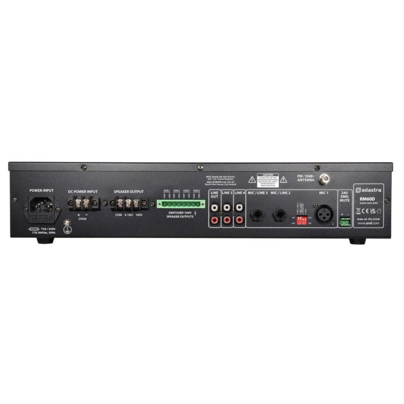 Adastra RM60D Μίκτης-ενισχυτής 100V 5 Καναλιών με DAB+, BT, USB/SD