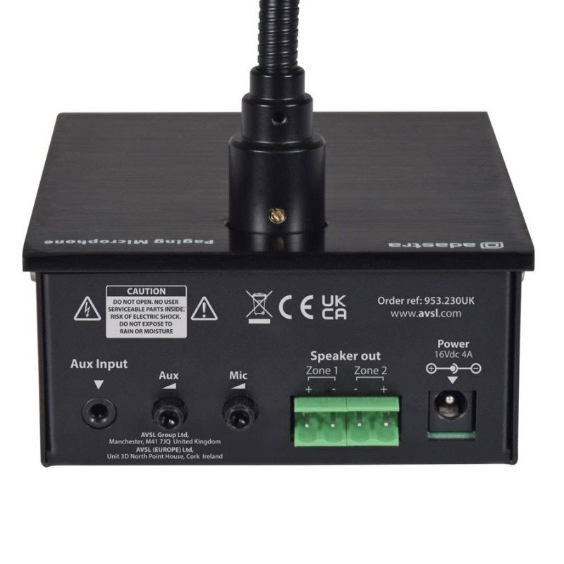 Adastra COM230 Μικρόφωνο Ανακοινώσεων με Ενισχυτή 2 Ζωνών (Τεμάχιο)