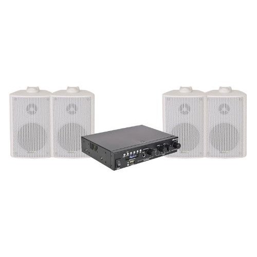 Adastra 4*BC3W+A22 Πακέτο Background Music με Ενισχυτή και 4 Επιτοίχια Ηχεία 3'' Λευκά (Σετ)