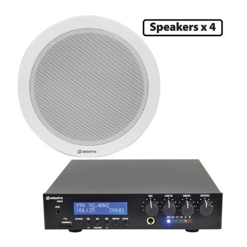 Adastra 4*EC56V+UM30 Πακέτο με 4 Ηχεία Οροφής 100V και Μίκτη-ενισχυτή 30W Bluetooth/USB (Σετ)