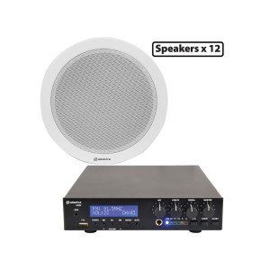 Adastra 12*EC56V+UM90 Πακέτο Background Music με 12 Ηχεία Οροφής 100V και Μίκτη-Ενισχυτή 90W BT/USB (Σετ)