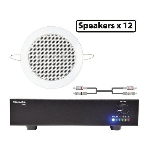 Adastra 12*EC36V+US90 Πακέτο Background Music με 12 Ηχεία Οροφής 100V και Τελικό Ενισχυτή 90W (Σετ)