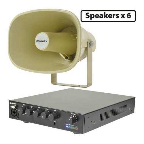 Adastra 6*EH15V+UA90 Πακέτο Background Music με 6 Χοάνες 100V και Μίκτη-Ενισχυτή 90W (Σετ)