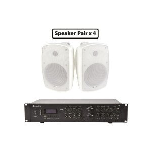Adastra 8*BH6W+A4 Πακέτο Background Music με 4 Ηχεία BH6 και Dual Stereo Ενισχυτή (Σετ)